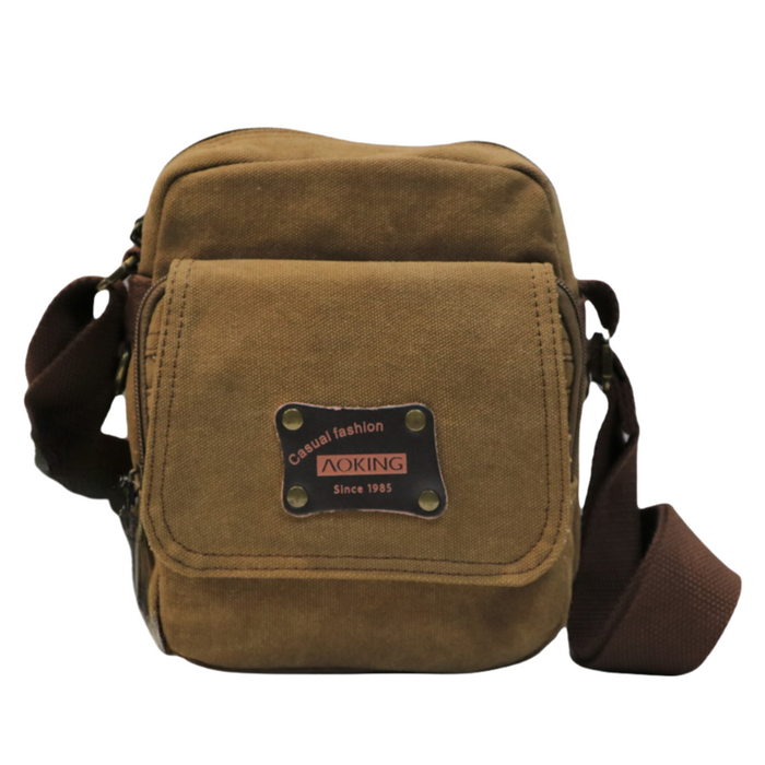 C-121365 Canvas Crossbody Bag-Coffee