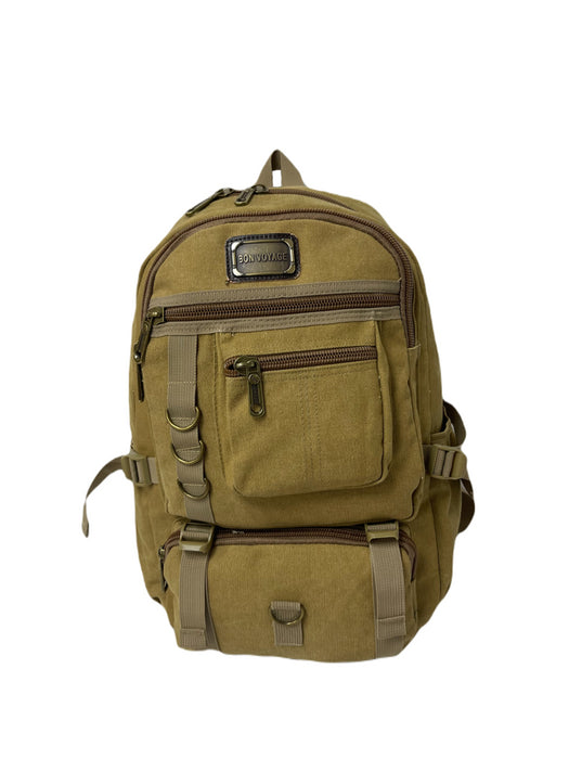 B-BQ 6628 Canvas Backpack-Khaki