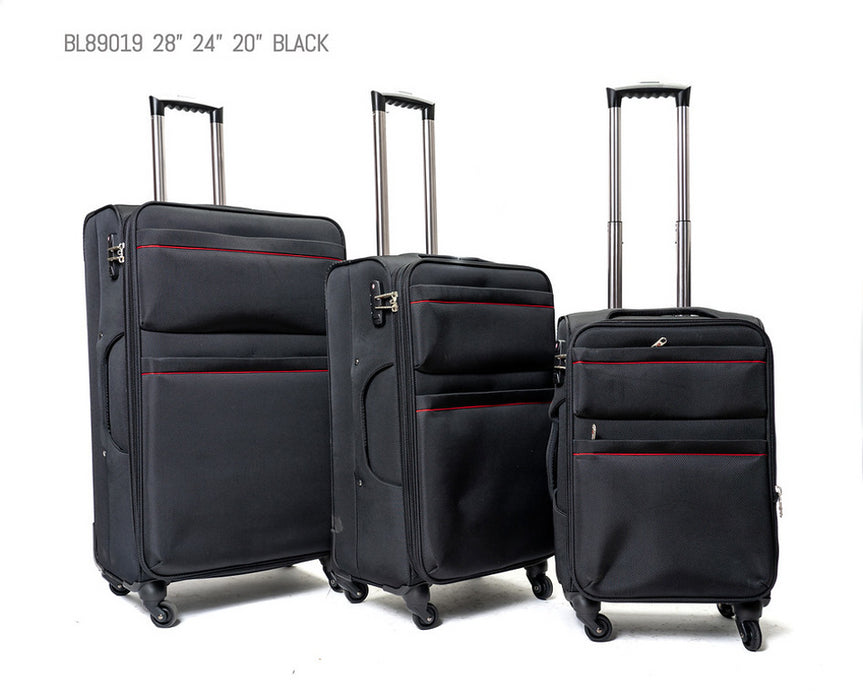 L-BL 89019 3-Pc Luggage-Black