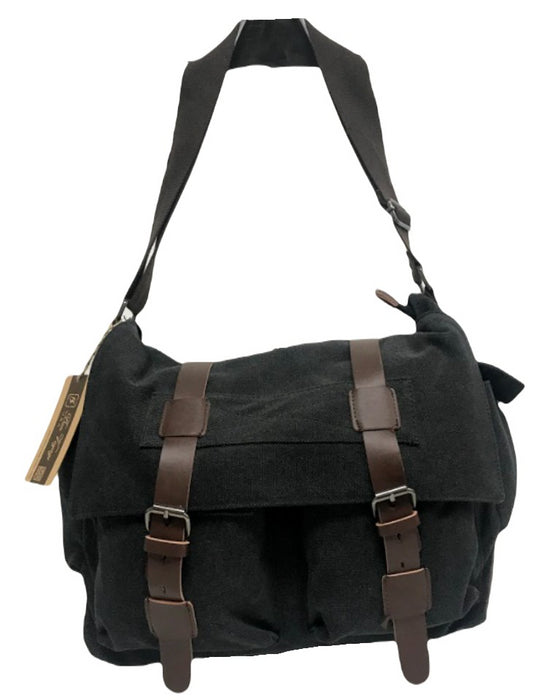 C-MG 8168 Canvas Messenger Bag-Black