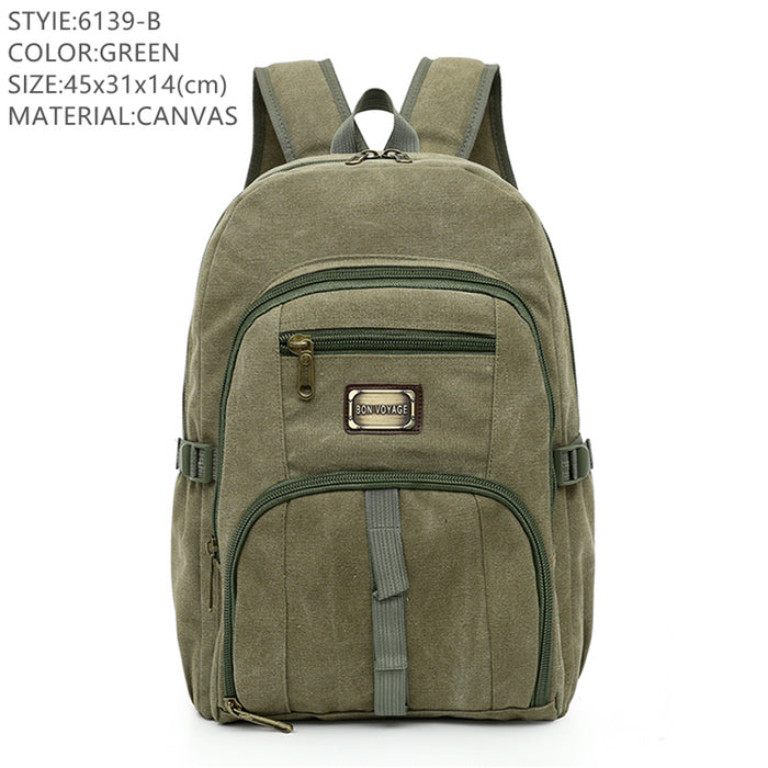 B-BQ 6139B Canvas Backpack-Green