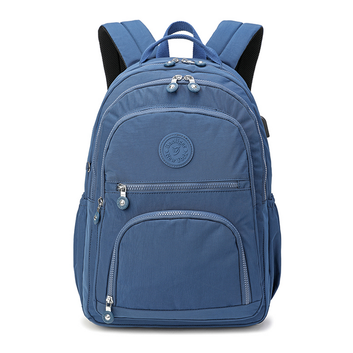 18 Inch Backpack Dark Grey USB Port School Travel Bookbag Daypack B8646