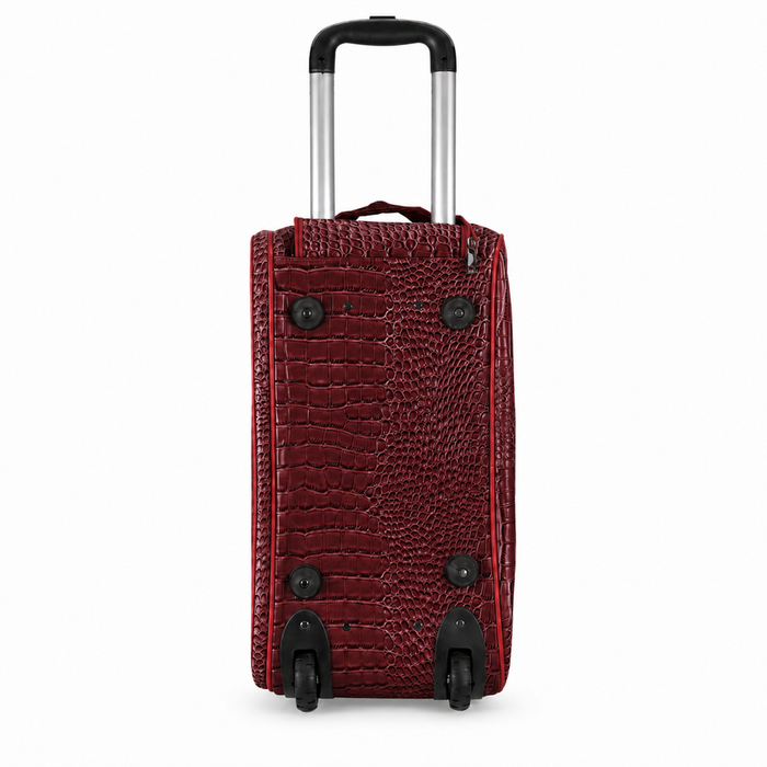 20 Inch Crocodile Embossed Wheeled Duffel Bag for Travel - Red