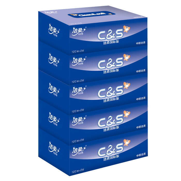 Tissue-#JH010-05 Face Clean & Soft tissue-5 Boxes/Pack 10 Packs/Case