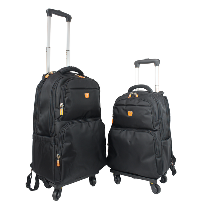 B-1918 2-Pc Backpack w/ Wheels (18", 21")-Black