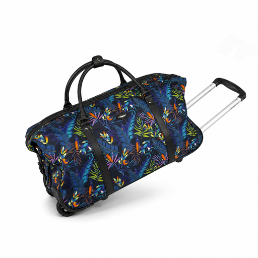 20 Inch Tropical Floral Wheeled Duffel Bag for Weekend Travel