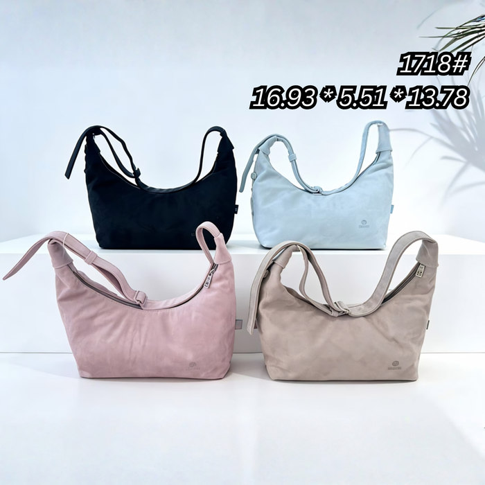 1718# BoBo Suede Crossbody Bag – Soft Shoulder Purse for Women, Everyday Casual Travel Bag