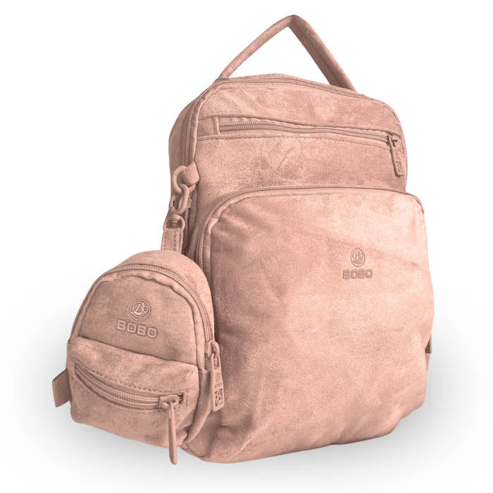2-Piece Suede Backpack Set - Stylish Mini Backpack & Pouch