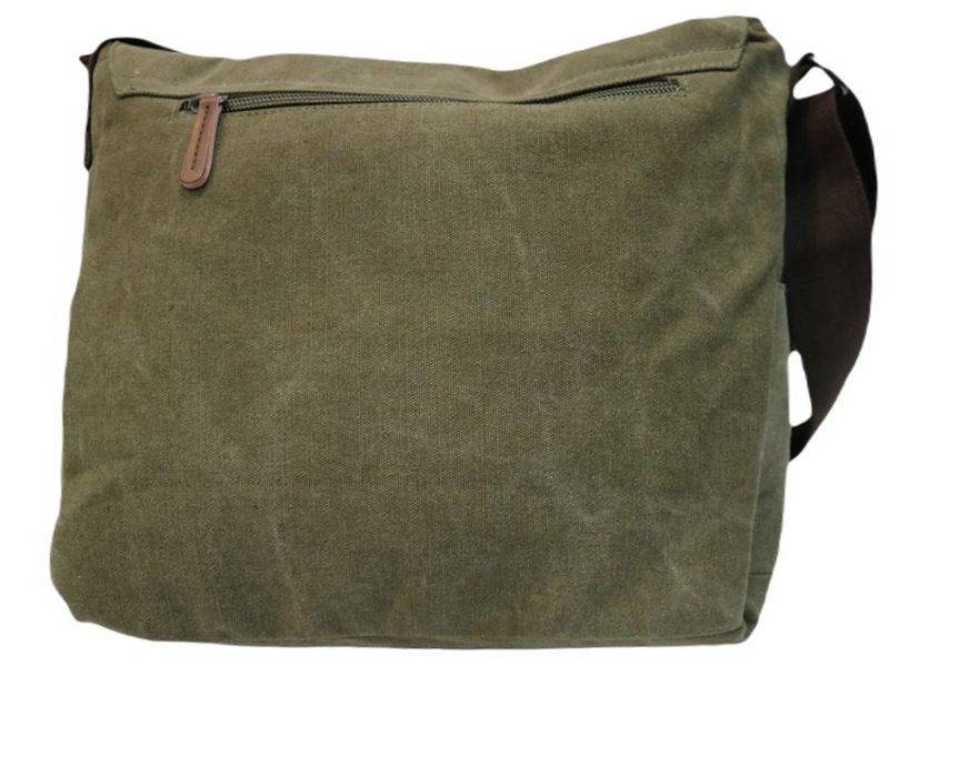 Canvas Messenger Bag Olive Crossbody Shoulder Work School Travel MG8645