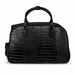 20 Inch Crocodile Embossed Wheeled Duffel Bag for Travel - Black