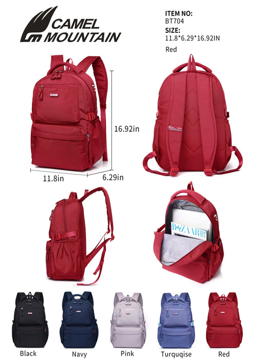 17 Inch Backpack Red Compact School Bookbag Travel Daypack BT704
