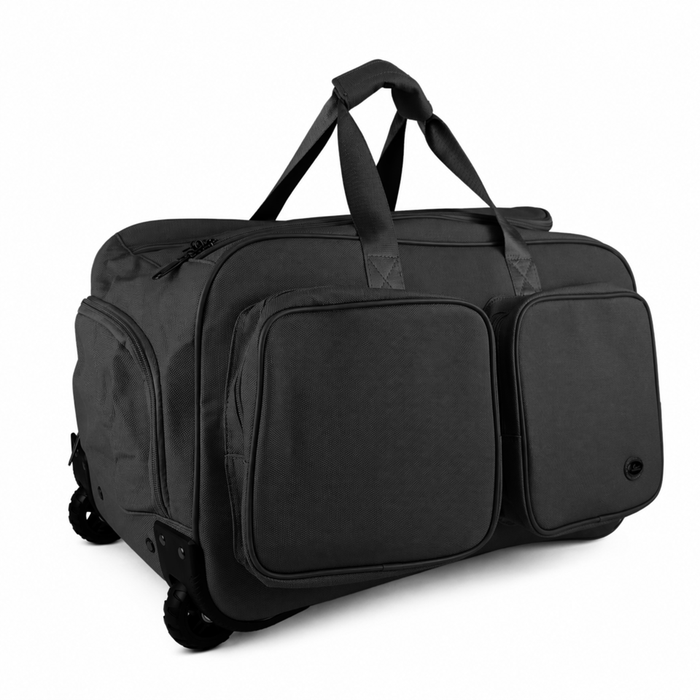 20 Inch Embossed Wheeled Duffel Bag for Weekend Travel - Black