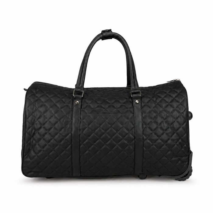 20 Inch Structured Wheeled Duffel Bag for Weekend Travel - Black