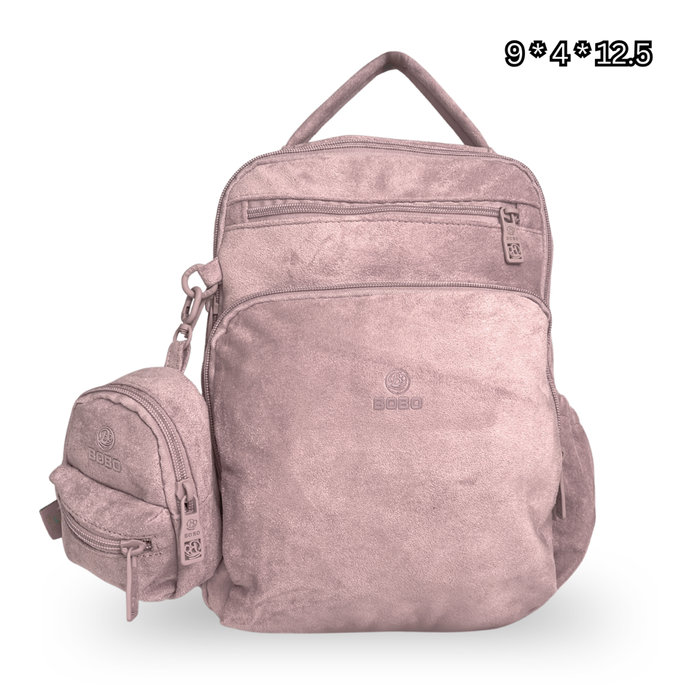 Mini Backpack Pouch Set 2 Piece Suede Small Bookbag 1328
