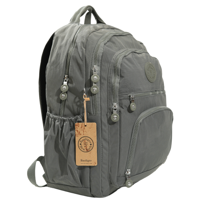 18 Inch Backpack Dark Grey USB Port School Travel Bookbag Daypack B8646