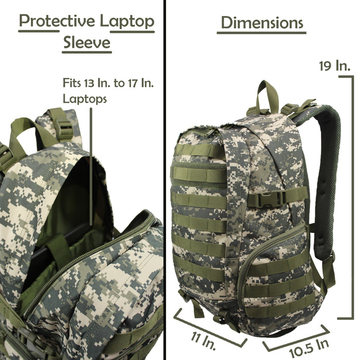 Camo Backpack Black 19 Inch Camouflage School Bookbag Travel Daypack 1697
