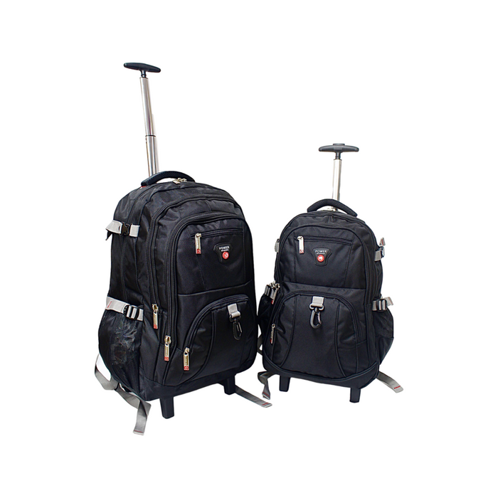 B-2141 2-Pc Backpack w/ Wheels (18", 21")-Black