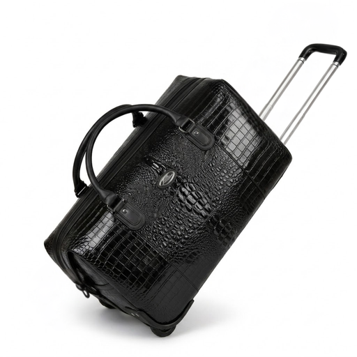 20 Inch Textured Wheeled Duffel Bag for Weekend Travel - Black