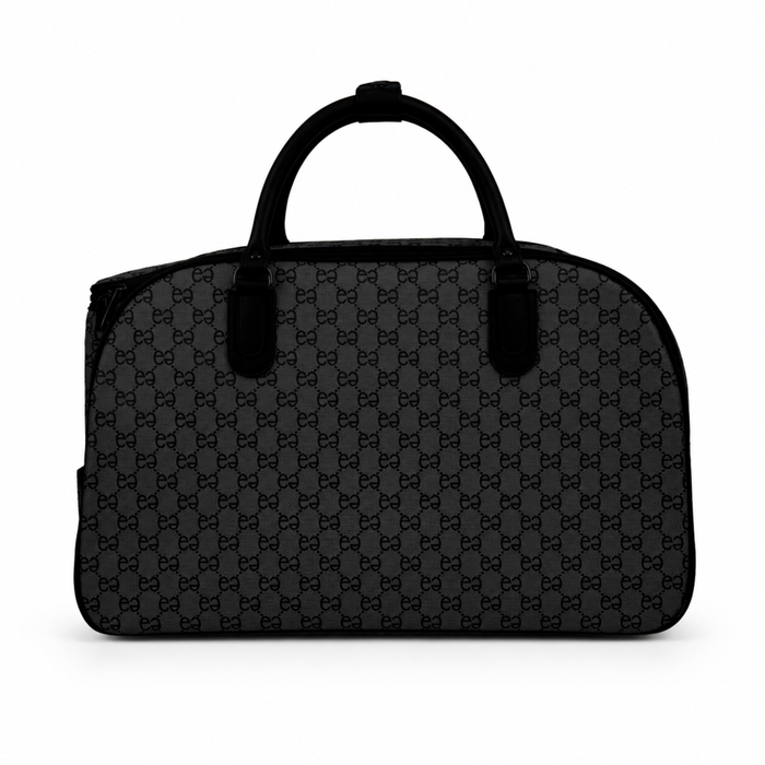 20 Inch Monogram Wheeled Duffel Bag for Weekend Travel - Black
