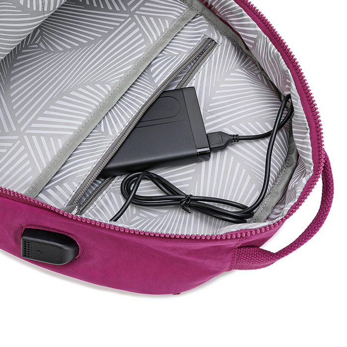 18 Inch Backpack Dark Grey USB Port School Travel Bookbag Daypack B8646