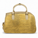 20 Inch Crocodile Embossed Wheeled Duffel Bag for Travel - Gold