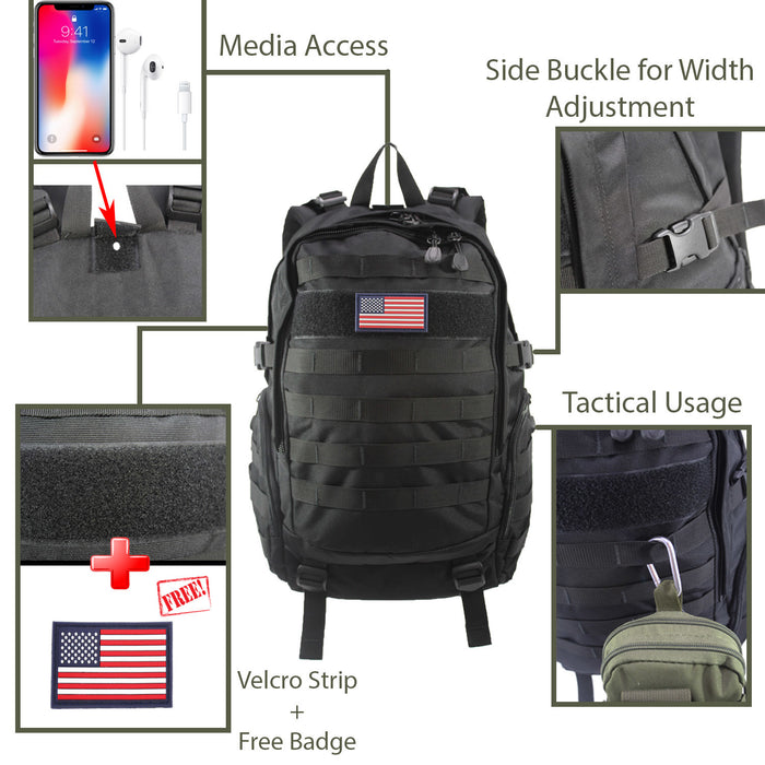 Camo Backpack Black 19 Inch Camouflage School Bookbag Travel Daypack 1697