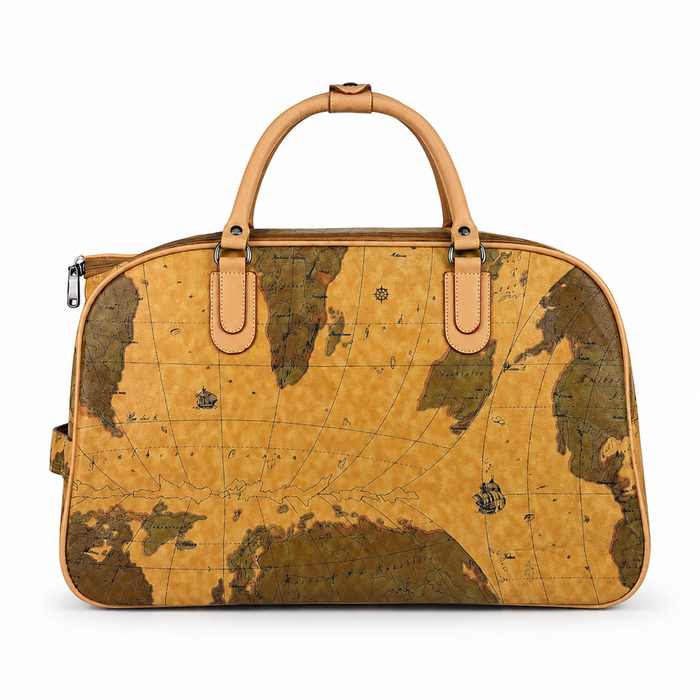 20 Inch Map Print Wheeled Duffel Bag for Weekend Travel
