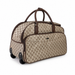 20 Inch Monogram Wheeled Duffel Bag for Weekend Travel - Khaki