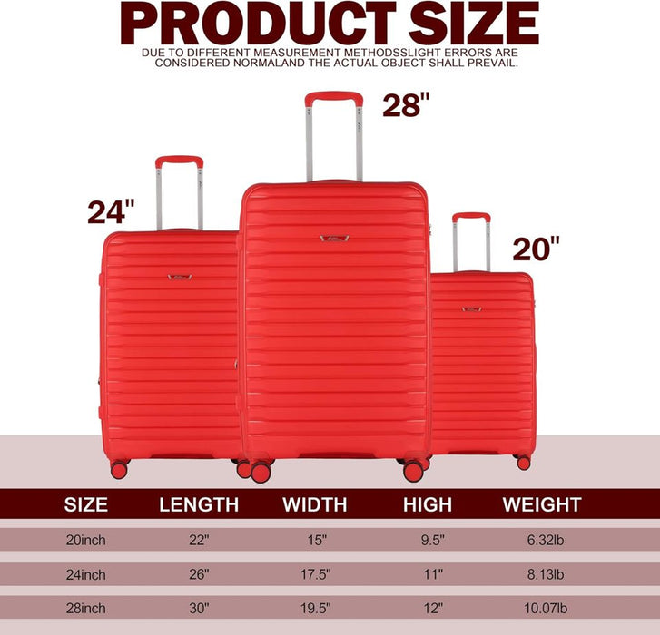 L-PP958 Luggage 20'24"28"-Red