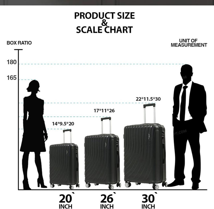 Luggage Set 3 Piece Hardside Spinner Suitcase 20 26 30 Inch TSA Lock L948A