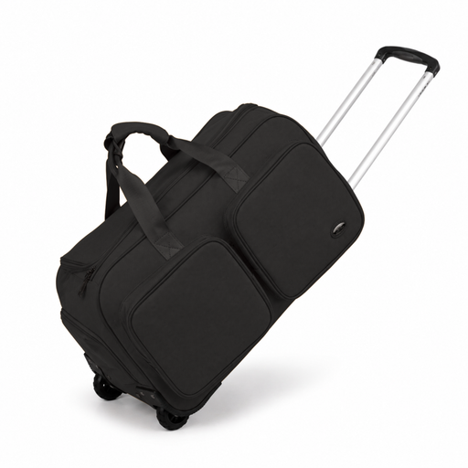 20 Inch Embossed Wheeled Duffel Bag for Weekend Travel - Black