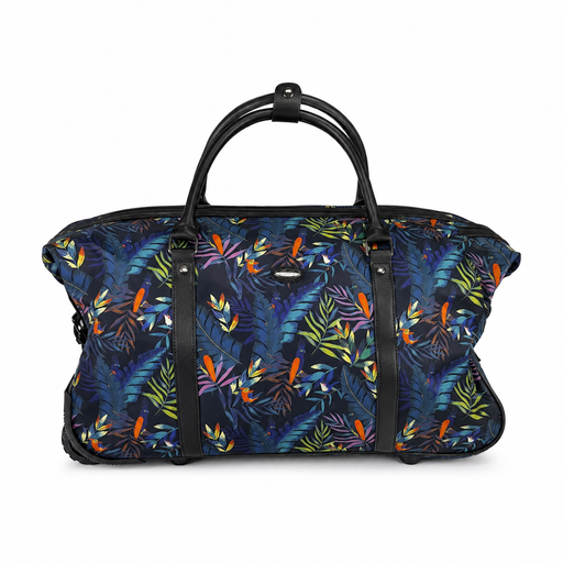 20 Inch Tropical Floral Wheeled Duffel Bag for Weekend Travel