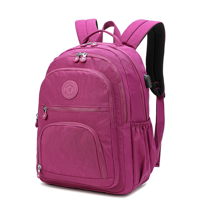 18 Inch Backpack Dark Grey USB Port School Travel Bookbag Daypack B8646