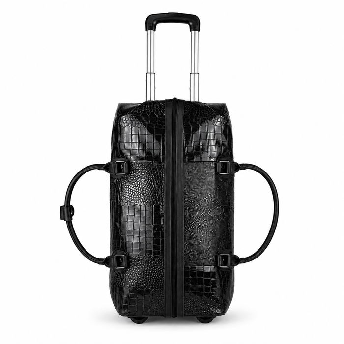 20 Inch Textured Wheeled Duffel Bag for Weekend Travel - Black