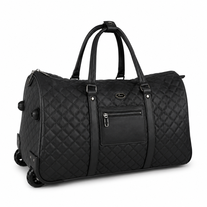 20 Inch Structured Wheeled Duffel Bag for Weekend Travel - Black
