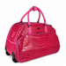 20 Inch Crocodile Embossed Wheeled Duffel Bag for Travel - Plum