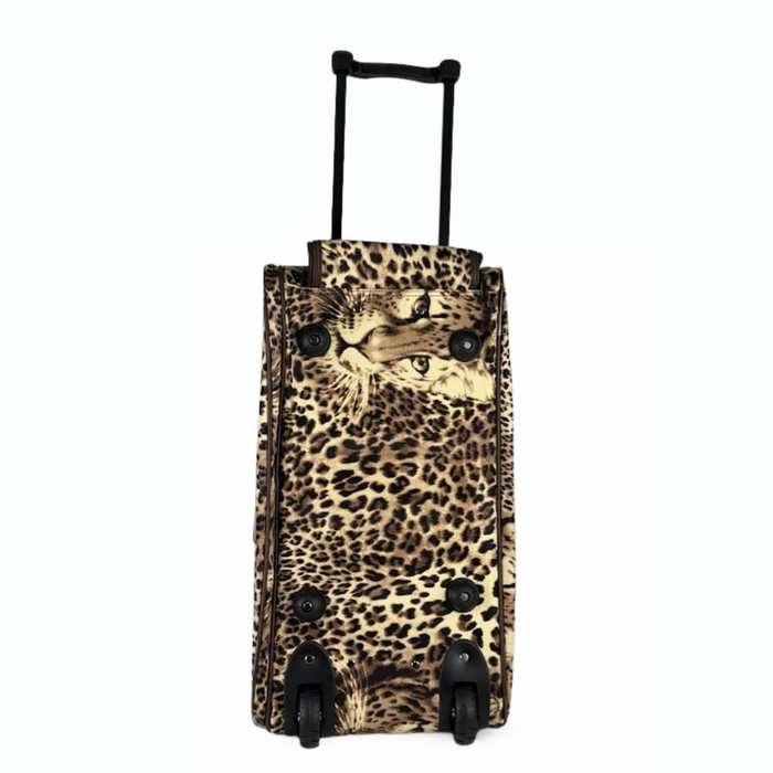 20 Inch Leopard Print Wheeled Duffel Bag for Weekend Travel