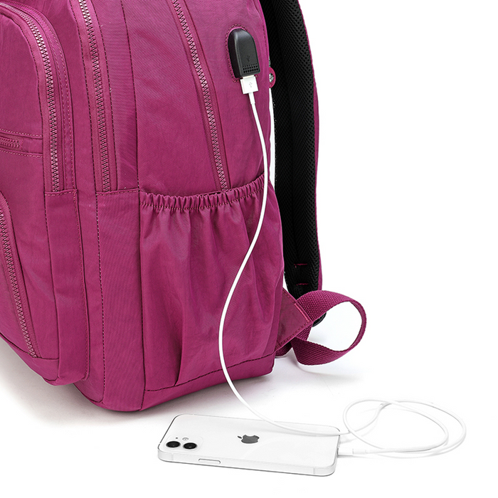 18 Inch Backpack Dark Grey USB Port School Travel Bookbag Daypack B8646