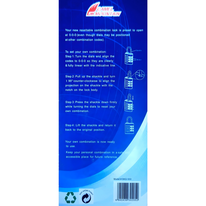 SKG 522 3-Dial Lock-Sky Blue