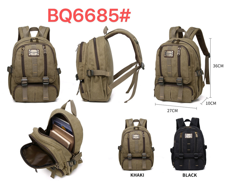 B-BQ 6685 Canvas Backpack 14"-Black