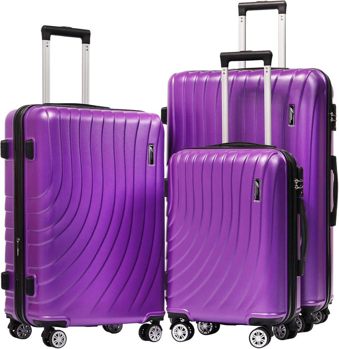 L-948A-3-pc(20'26"30") PC Luggage-Purple(TSA Lock)