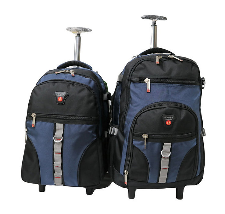 B-2107 2-Pc Backpack w/ Wheels (18",21")-Navy