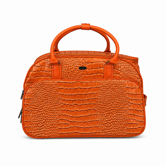 20 Inch Crocodile Embossed Wheeled Duffel Bag for Travel - Orange