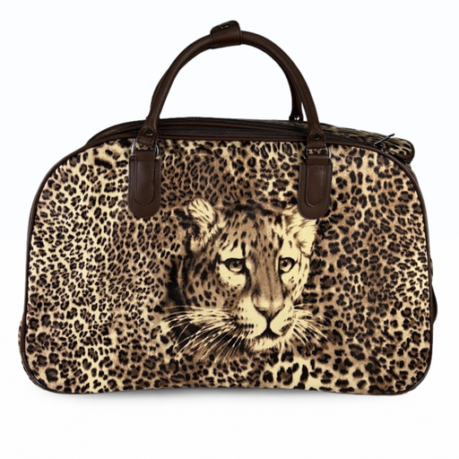 20 Inch Leopard Print Wheeled Duffel Bag for Weekend Travel