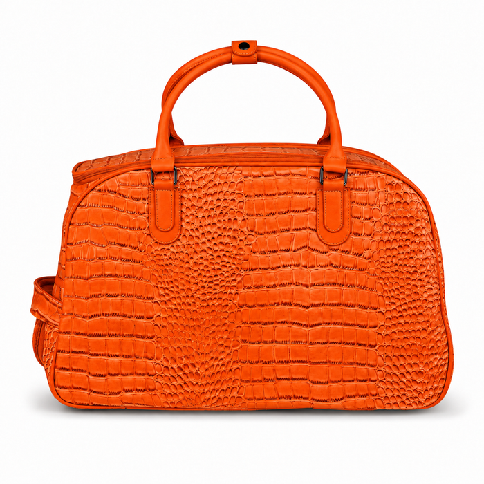 20 Inch Crocodile Embossed Wheeled Duffel Bag for Travel - Orange