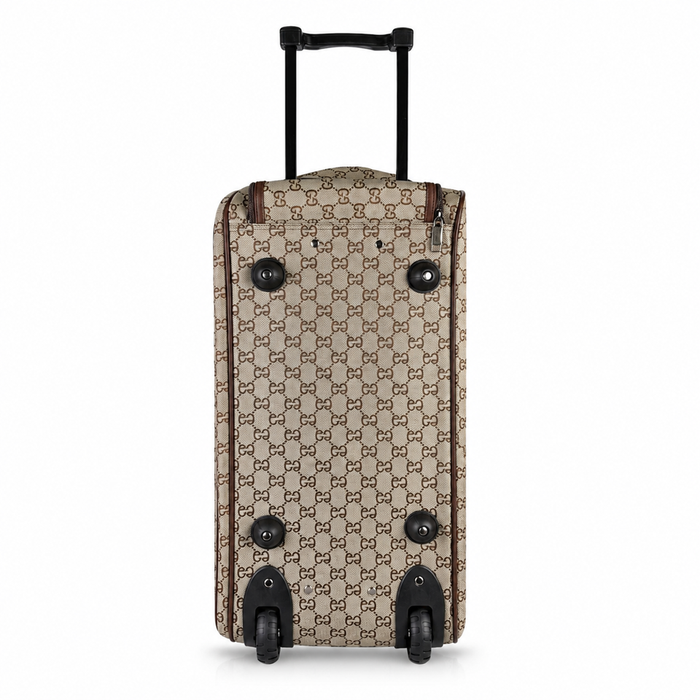 20 Inch Monogram Wheeled Duffel Bag for Weekend Travel - Khaki