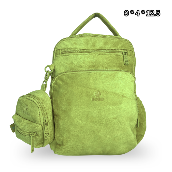2-Piece Suede Backpack Set - Stylish Mini Backpack & Pouch