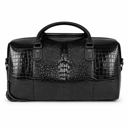 20 Inch Textured Wheeled Duffel Bag for Weekend Travel - Black