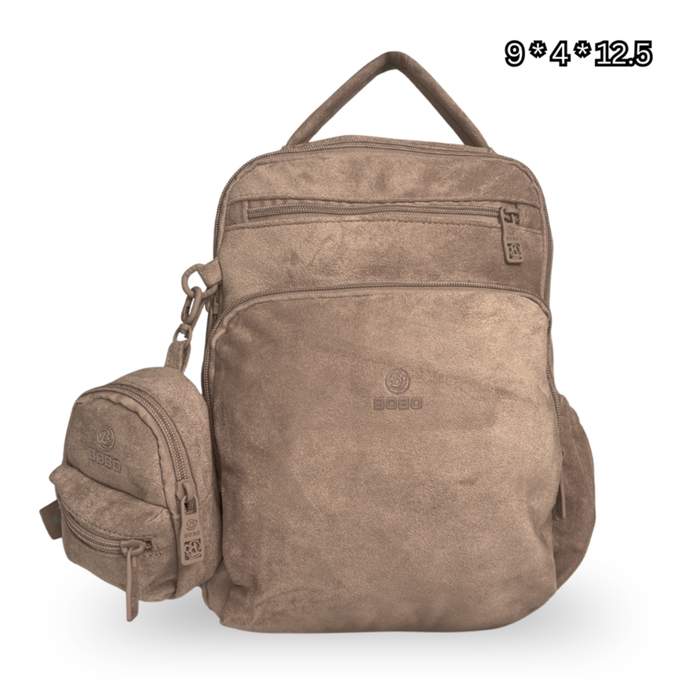 Mini Backpack Pouch Set 2 Piece Suede Small Bookbag 1328