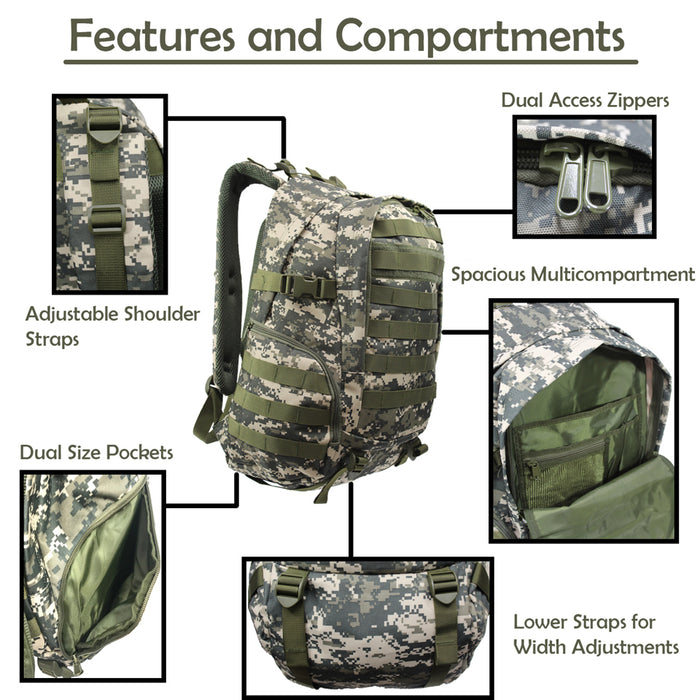 Camo Backpack Black 19 Inch Camouflage School Bookbag Travel Daypack 1697